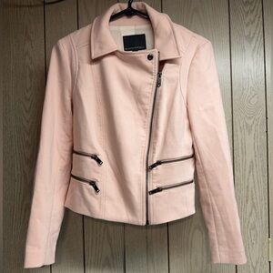BANANA REPUBLIC MOTO PASTEL PINK WOMEN JACKET SIZE 2 EUC